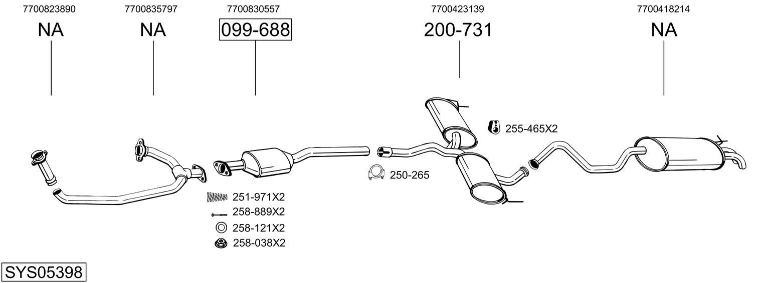 Išmetimo sistema BOSAL SYS05398
