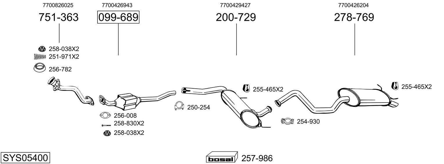 Išmetimo sistema BOSAL SYS05400