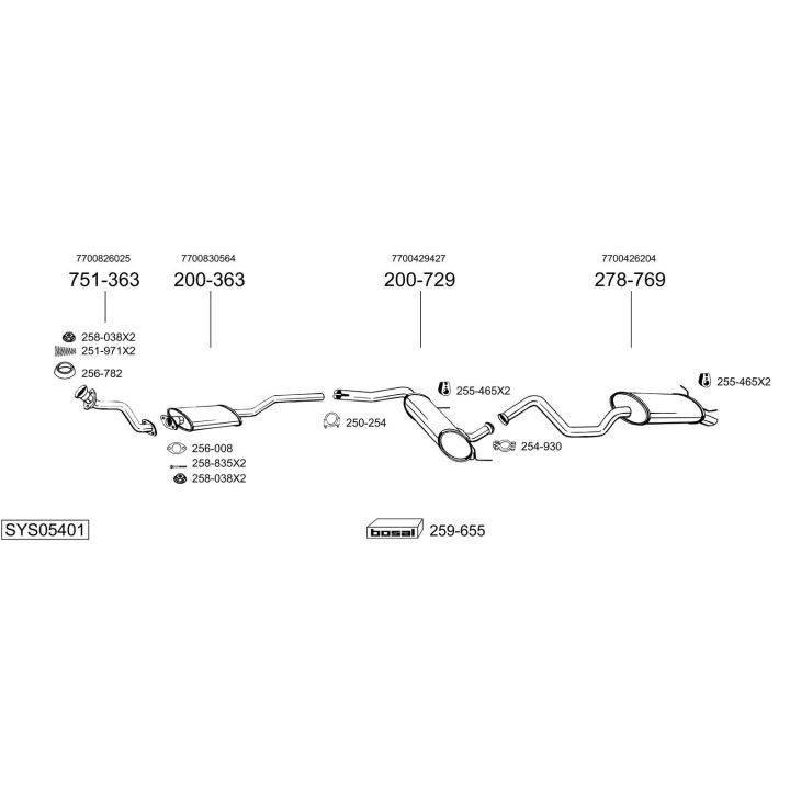 Išmetimo sistema BOSAL SYS05401