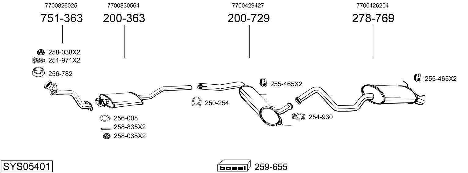 Išmetimo sistema BOSAL SYS05401