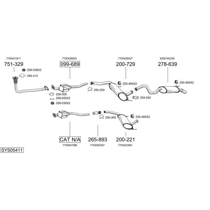 Išmetimo sistema BOSAL SYS05411
