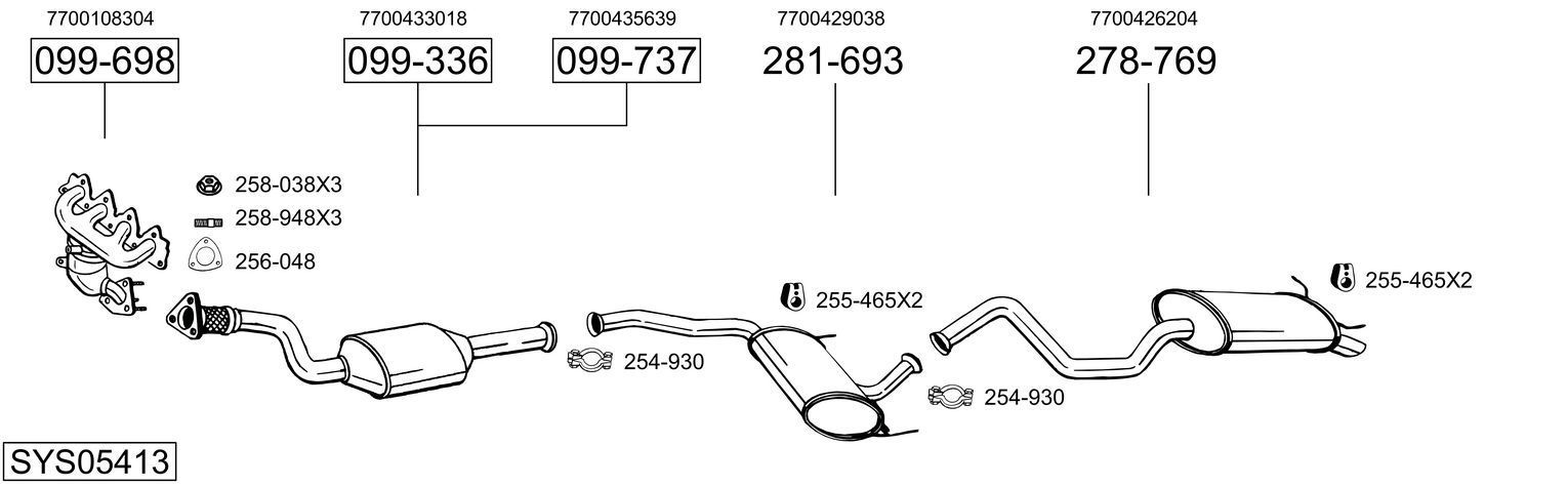 Išmetimo sistema BOSAL SYS05413