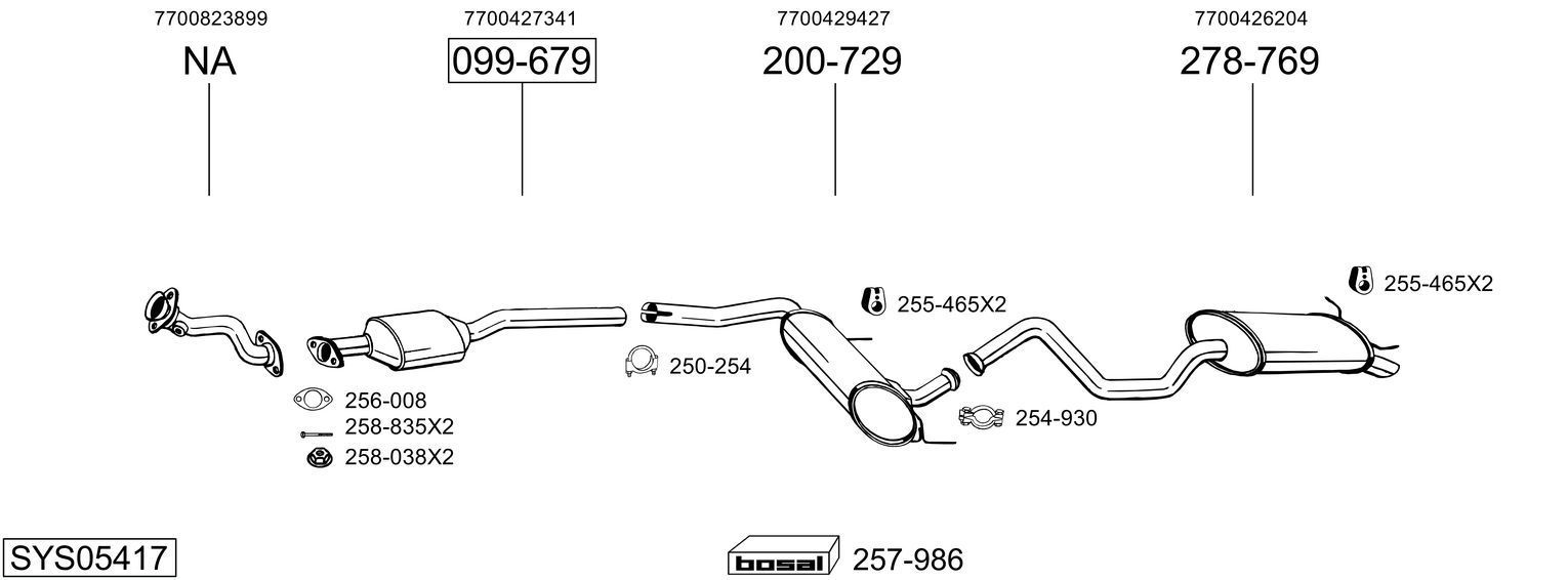 Išmetimo sistema BOSAL SYS05417