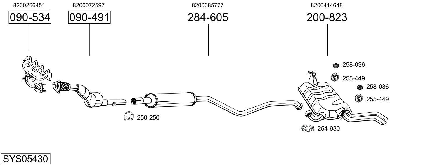 Išmetimo sistema BOSAL SYS05430