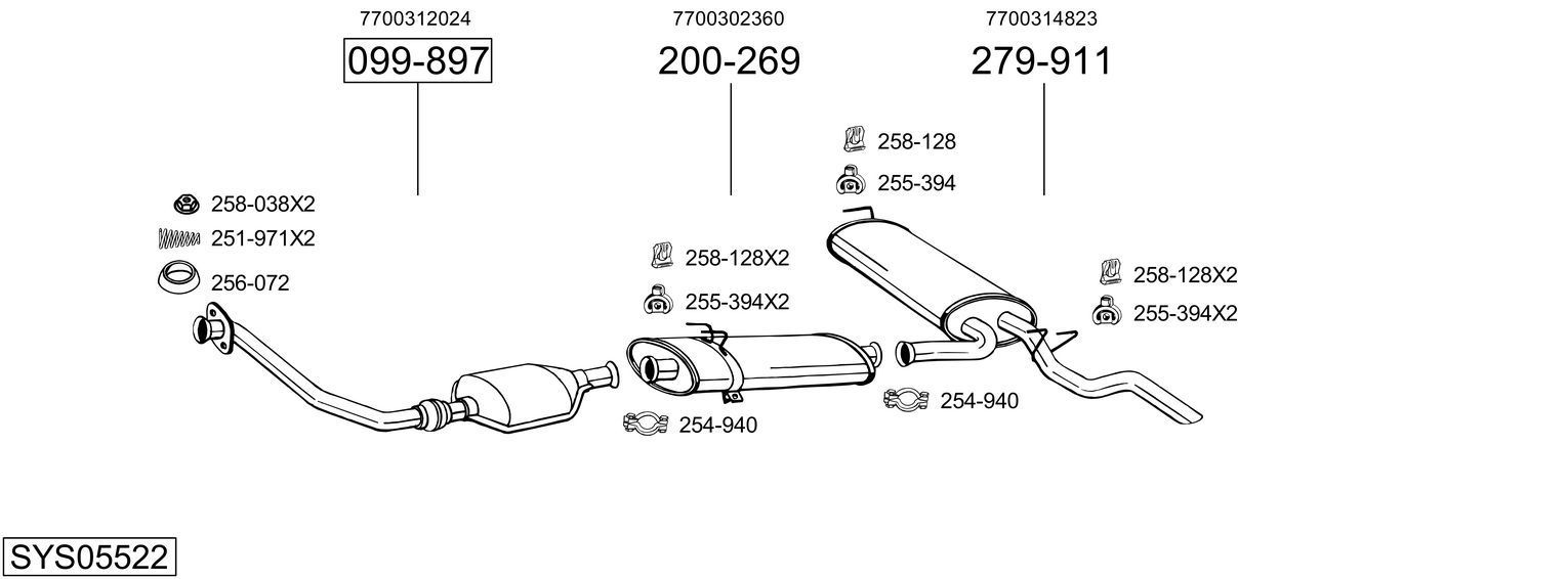 Išmetimo sistema BOSAL SYS05522