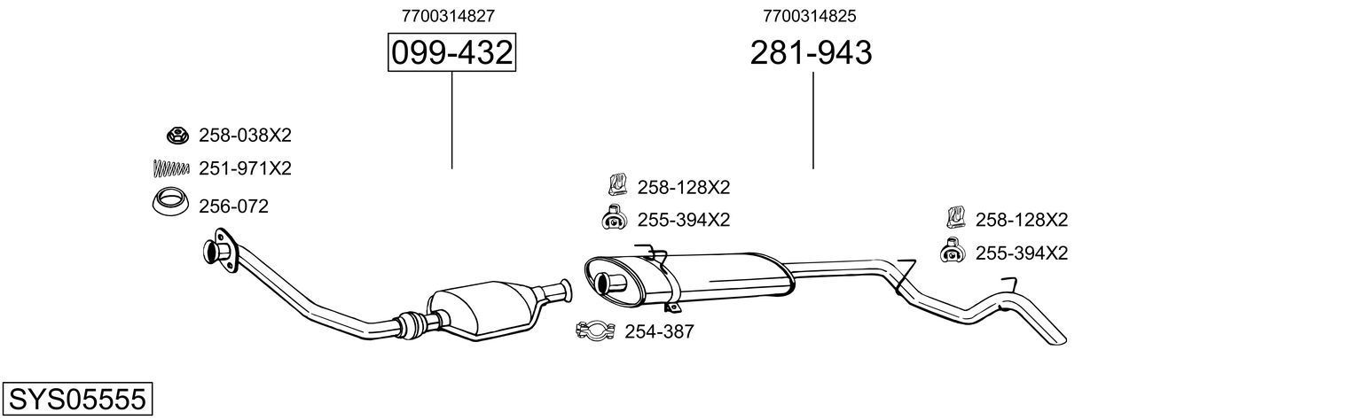 Išmetimo sistema BOSAL SYS05555
