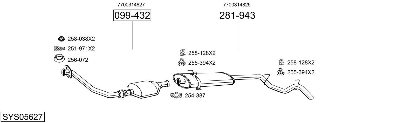Išmetimo sistema BOSAL SYS05627