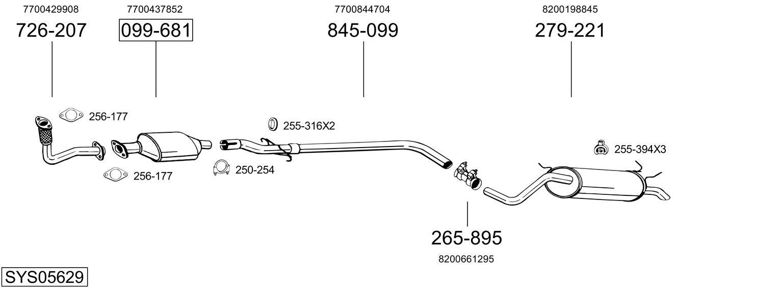 Išmetimo sistema BOSAL SYS05629