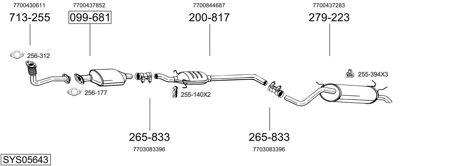 Išmetimo sistema BOSAL SYS05643
