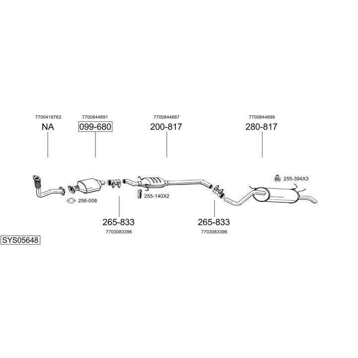 Išmetimo sistema BOSAL SYS05648