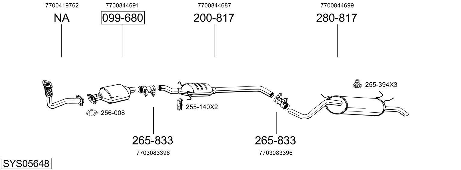 Išmetimo sistema BOSAL SYS05648