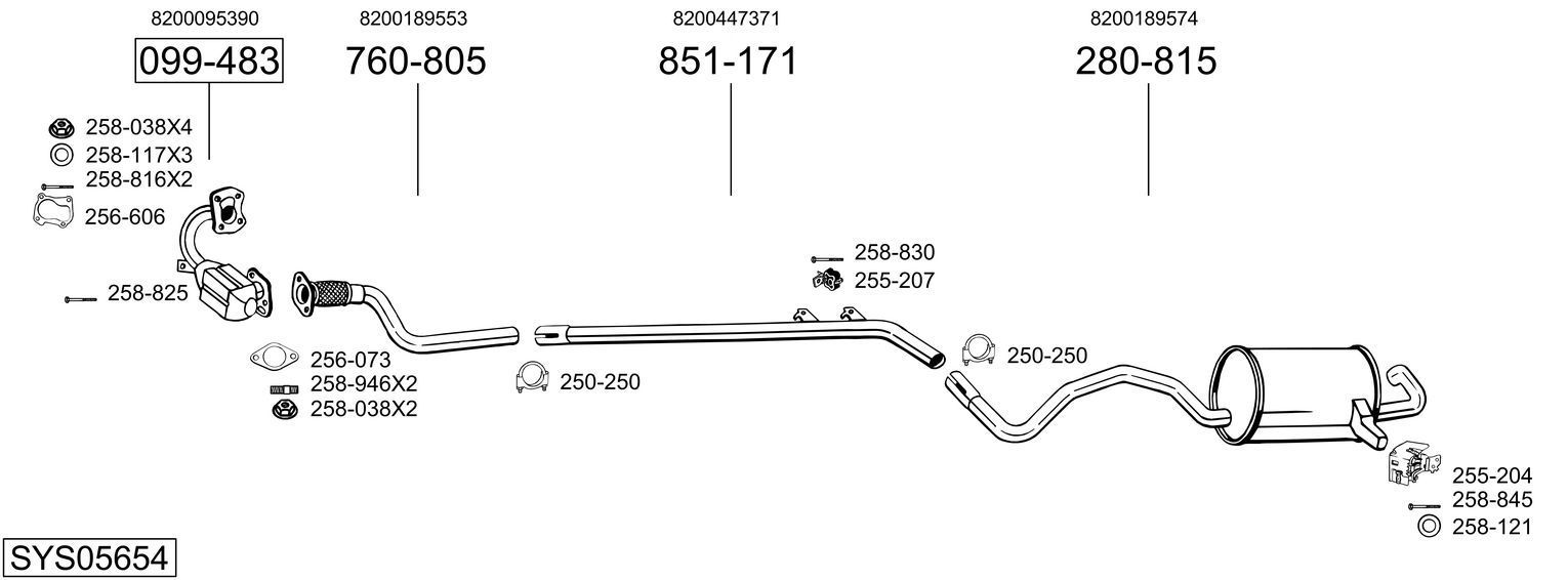 Išmetimo sistema BOSAL SYS05654