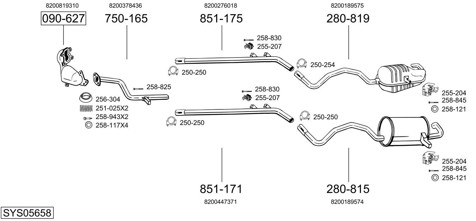 Išmetimo sistema BOSAL SYS05658