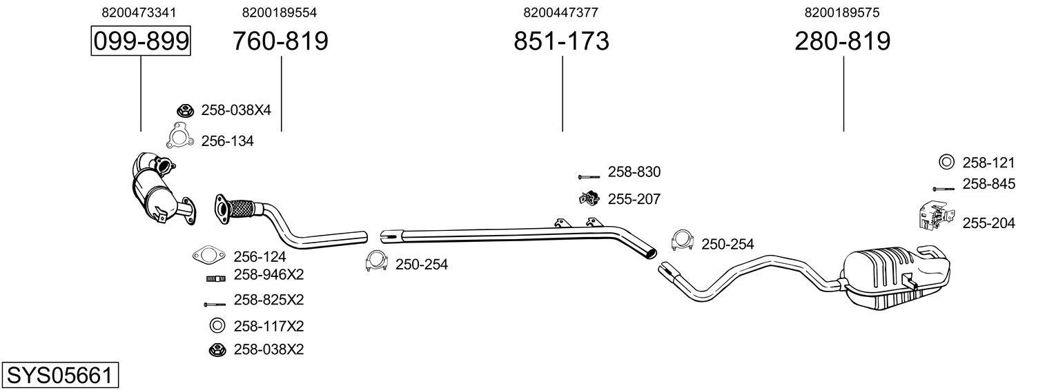 Išmetimo sistema BOSAL SYS05661