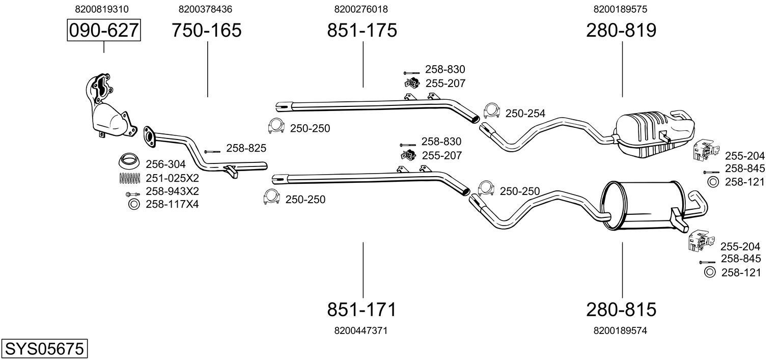 Išmetimo sistema BOSAL SYS05675