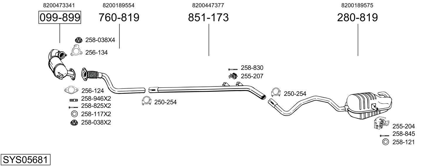 Išmetimo sistema BOSAL SYS05681
