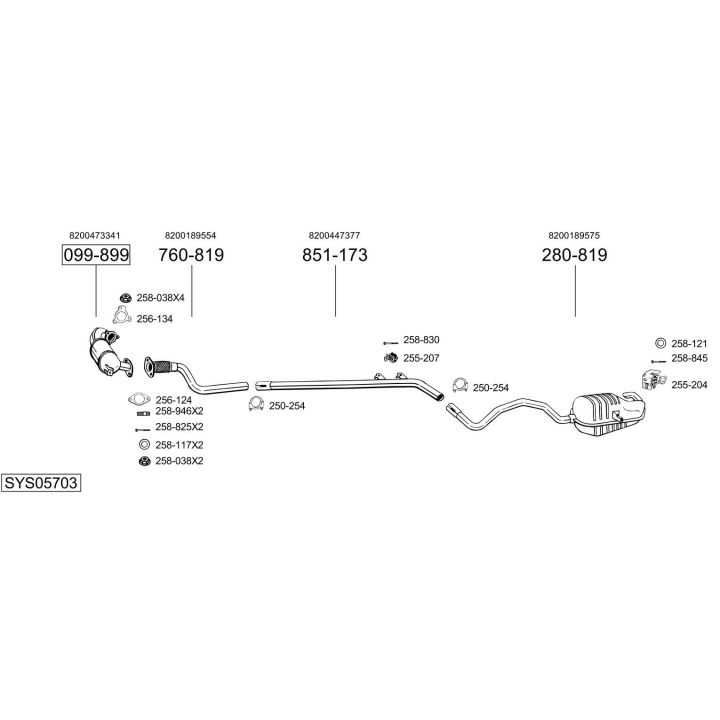 Išmetimo sistema BOSAL SYS05703