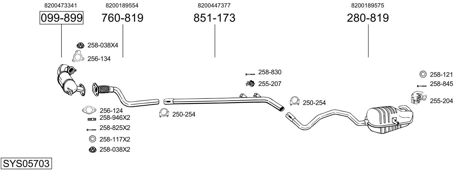 Išmetimo sistema BOSAL SYS05703