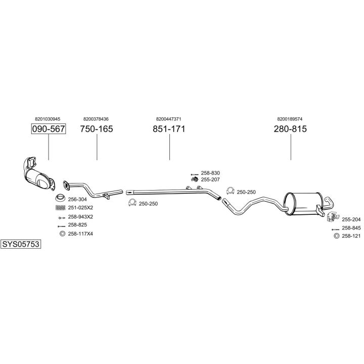 Išmetimo sistema BOSAL SYS05753