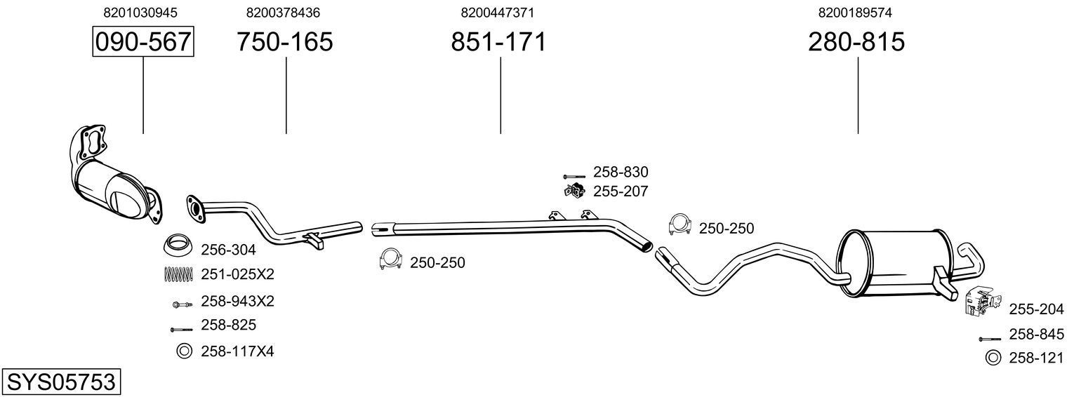 Išmetimo sistema BOSAL SYS05753