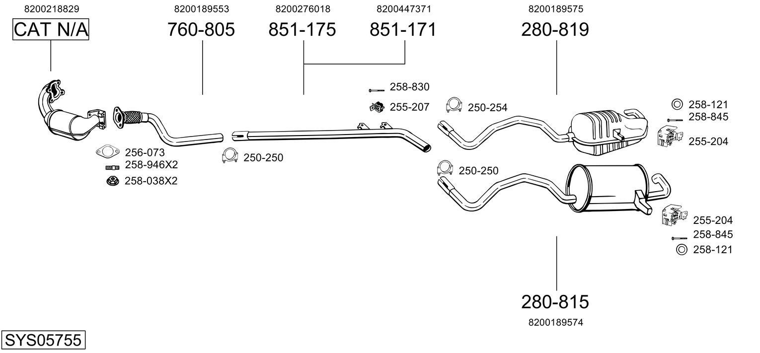 Išmetimo sistema BOSAL SYS05755