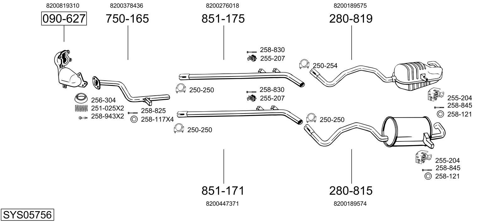 Išmetimo sistema BOSAL SYS05756