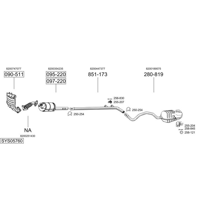 Išmetimo sistema BOSAL SYS05760