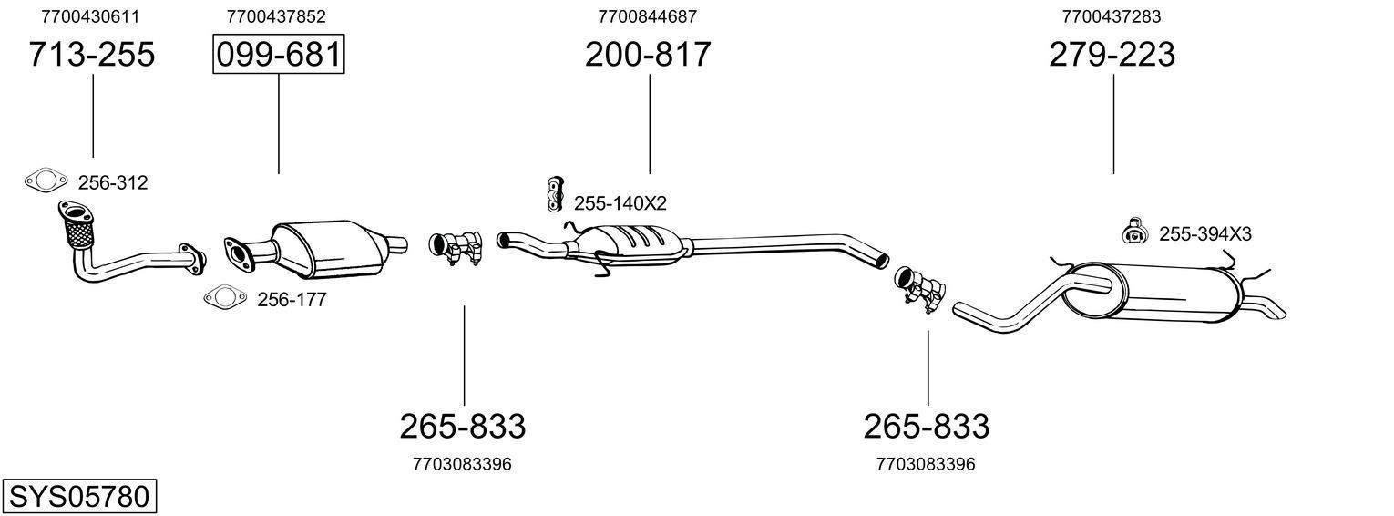 Išmetimo sistema BOSAL SYS05780