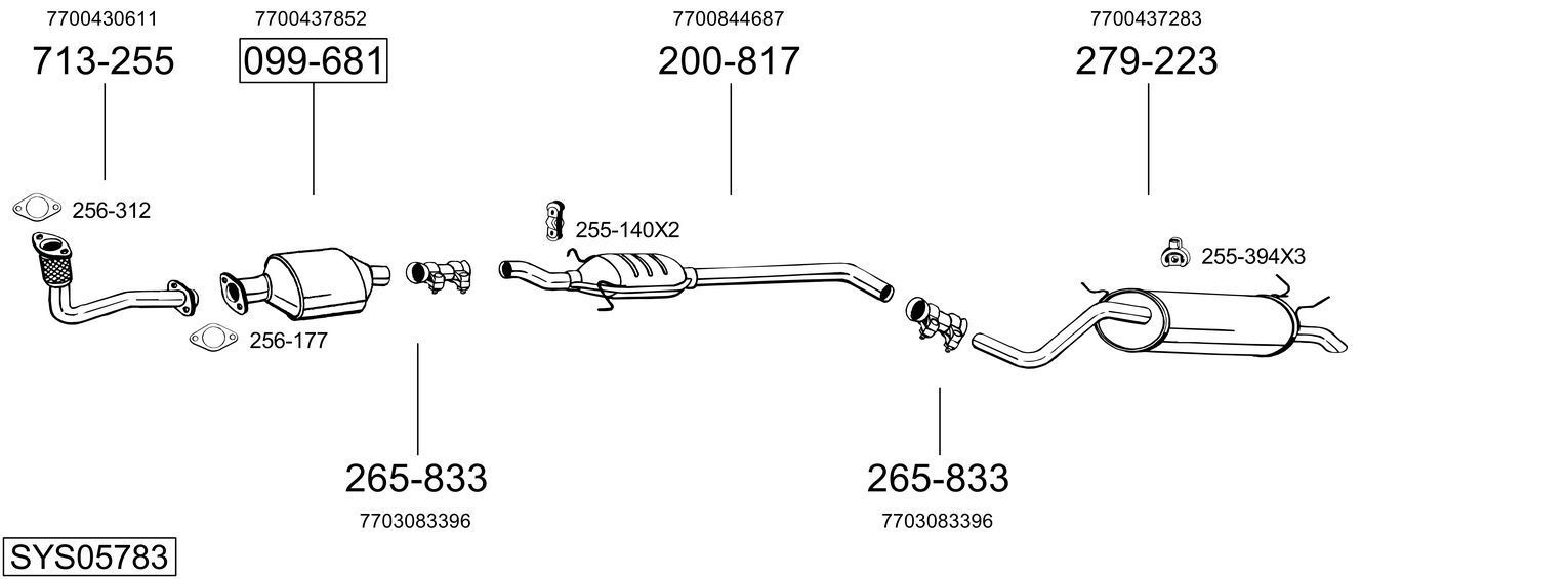 Išmetimo sistema BOSAL SYS05783
