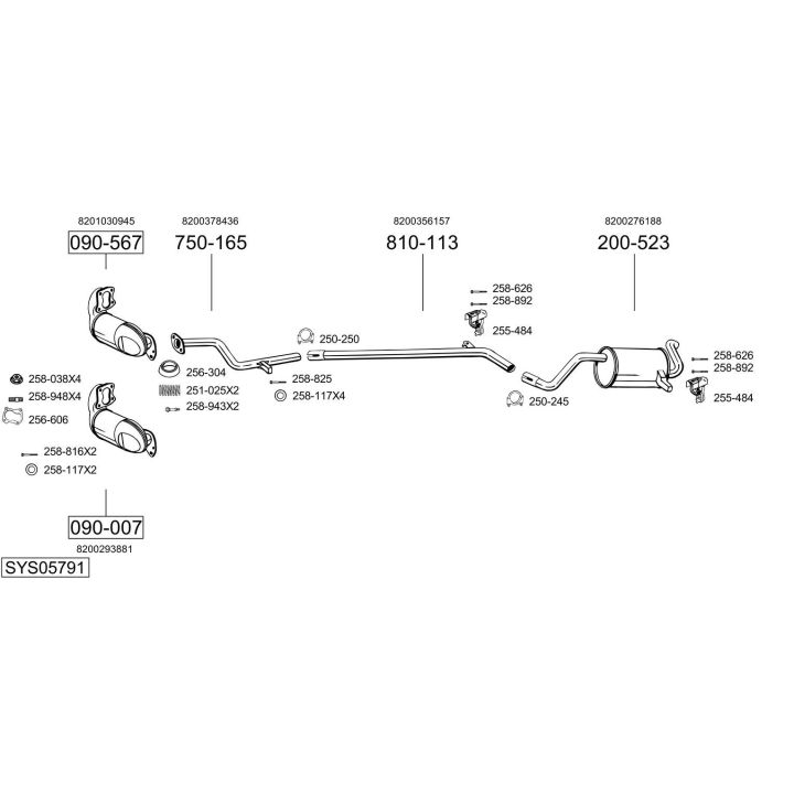 Išmetimo sistema BOSAL SYS05791