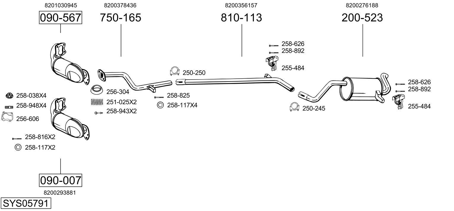 Išmetimo sistema BOSAL SYS05791