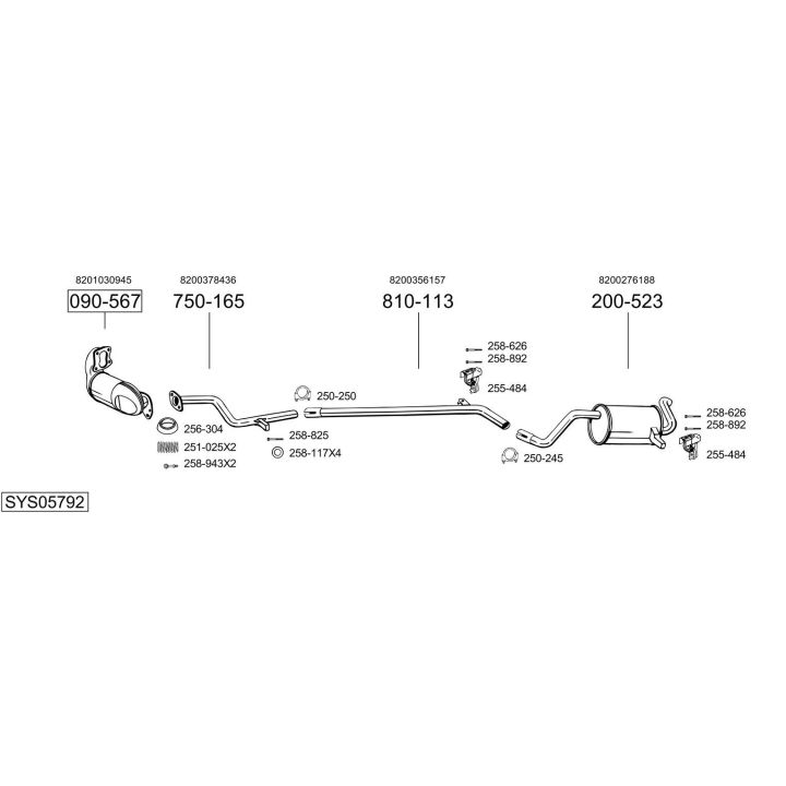 Išmetimo sistema BOSAL SYS05792
