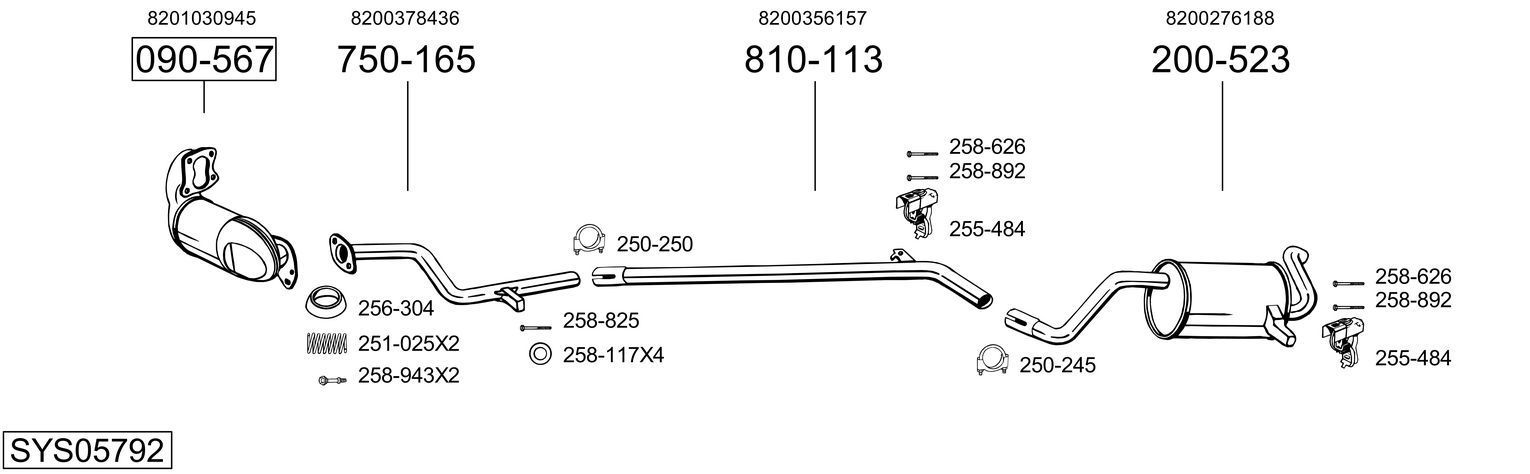 Išmetimo sistema BOSAL SYS05792