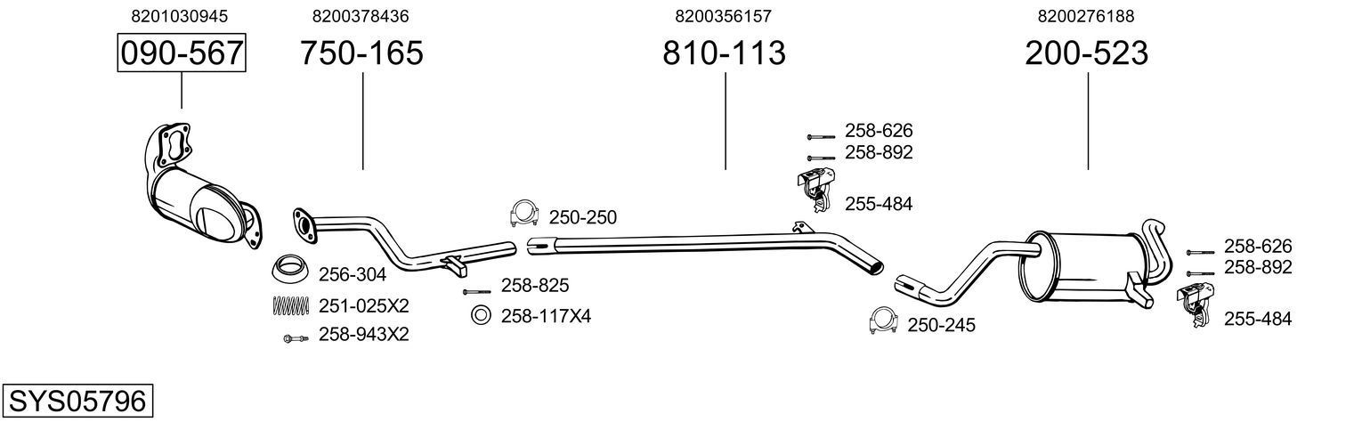 Išmetimo sistema BOSAL SYS05796