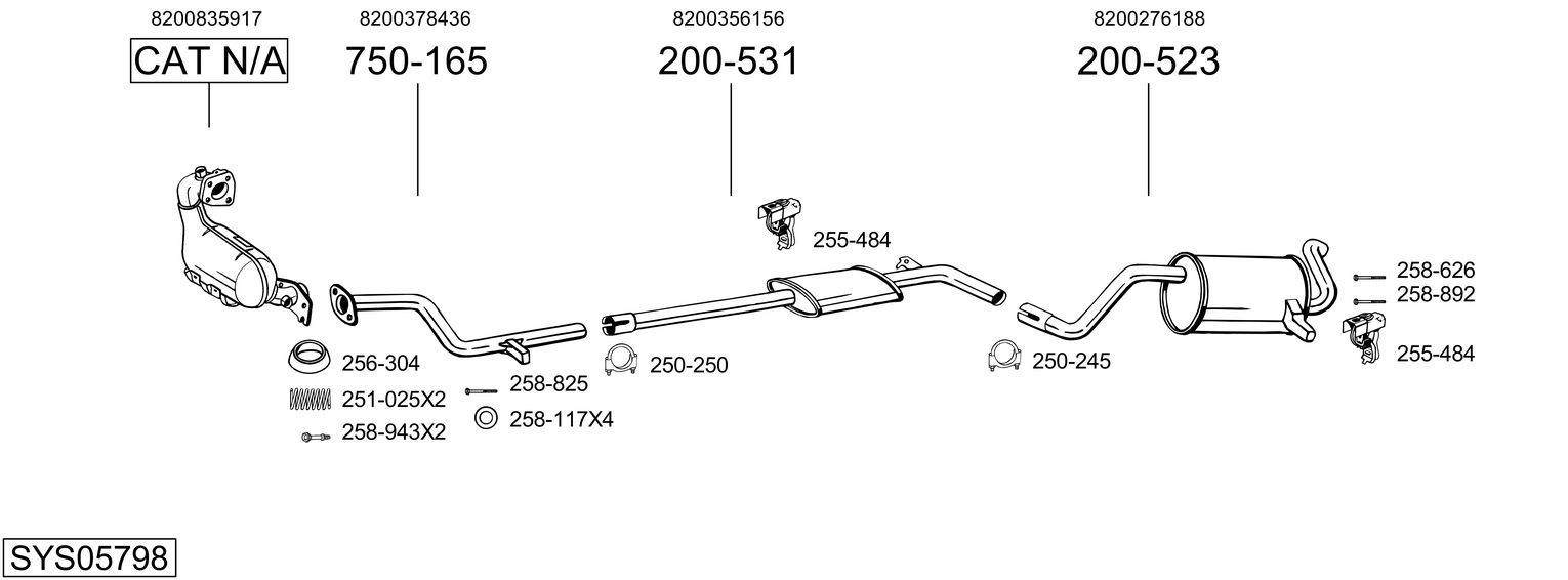 Išmetimo sistema BOSAL SYS05798