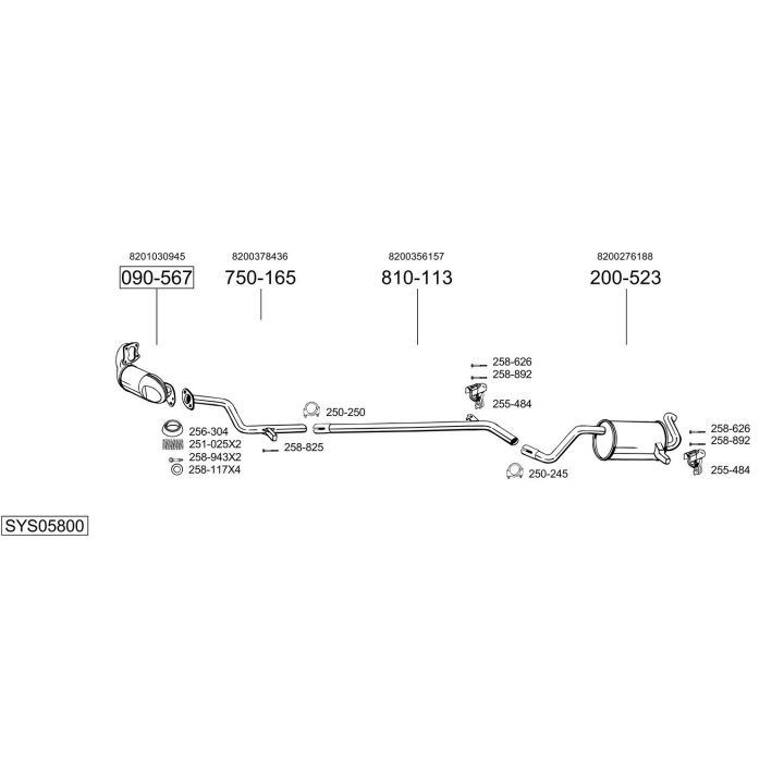 Išmetimo sistema BOSAL SYS05800