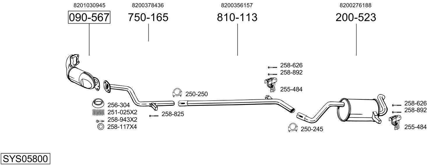 Išmetimo sistema BOSAL SYS05800