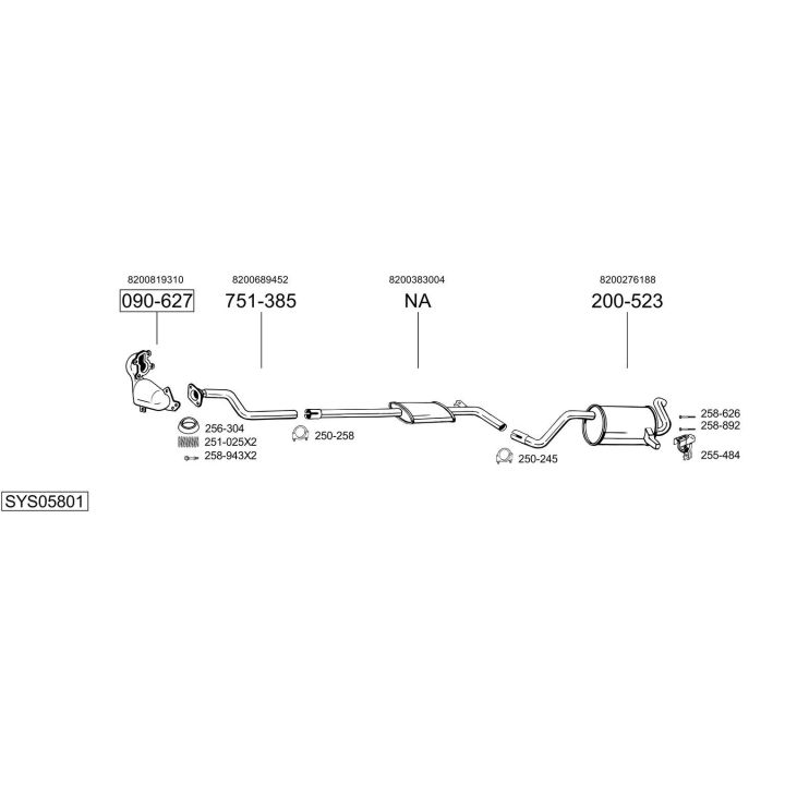 Išmetimo sistema BOSAL SYS05801