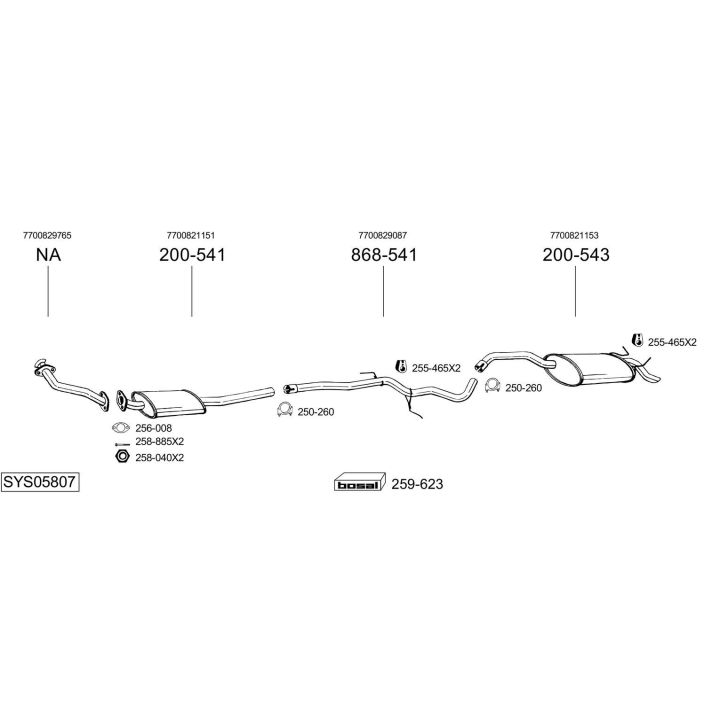 Išmetimo sistema BOSAL SYS05807