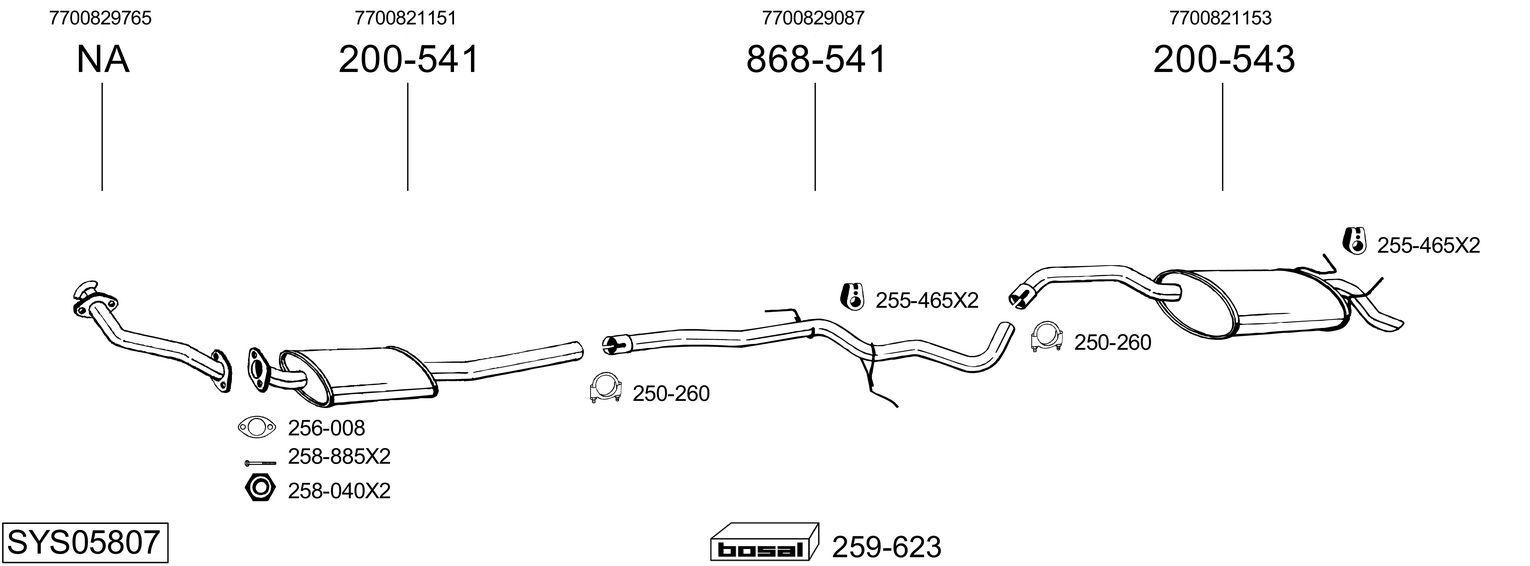 Išmetimo sistema BOSAL SYS05807