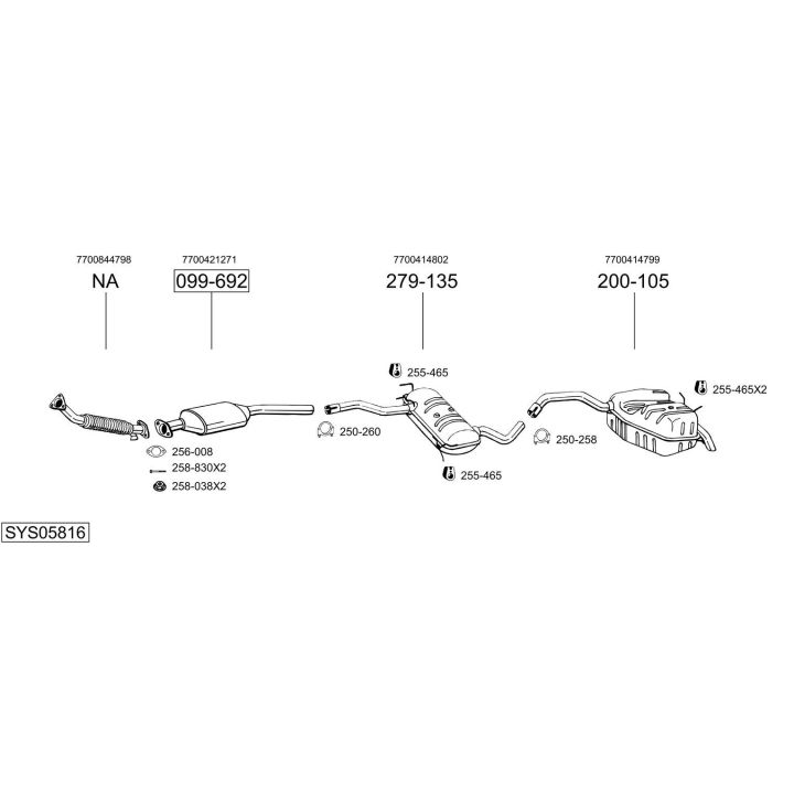 Išmetimo sistema BOSAL SYS05816