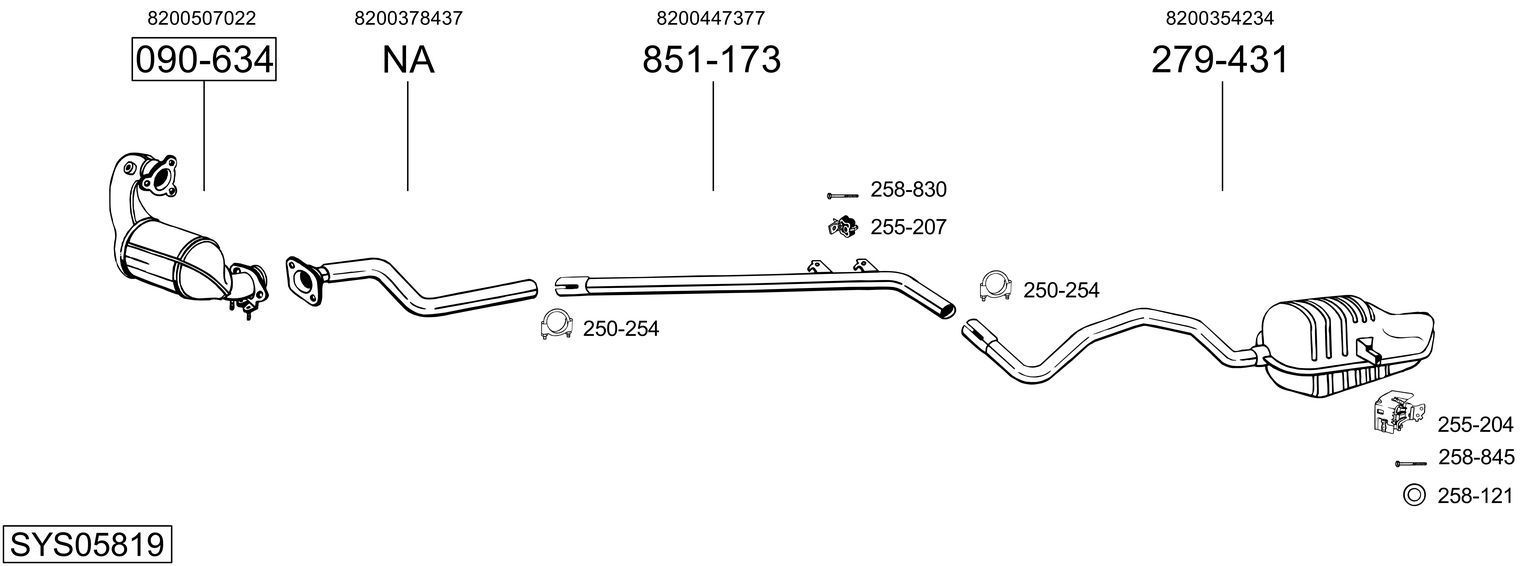 Išmetimo sistema BOSAL SYS05819