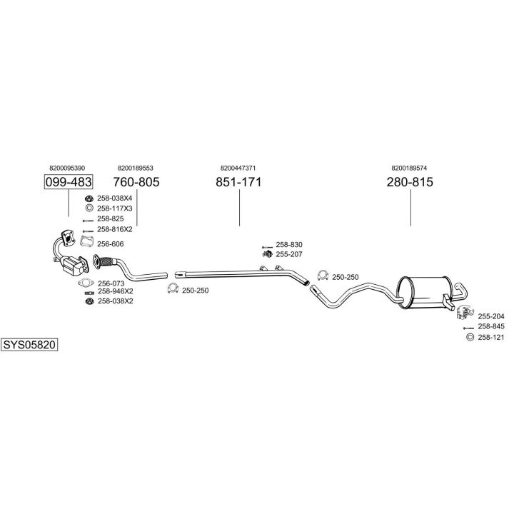 Išmetimo sistema BOSAL SYS05820