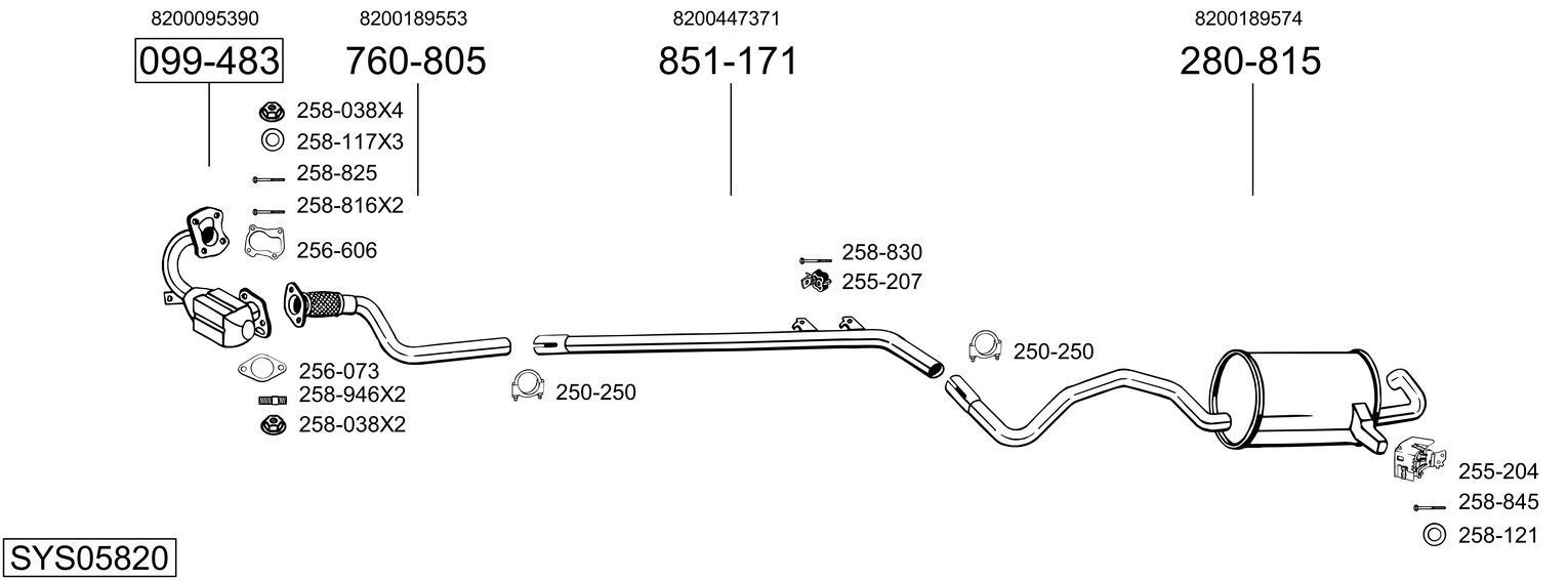 Išmetimo sistema BOSAL SYS05820