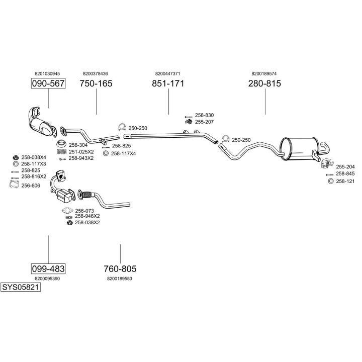 Išmetimo sistema BOSAL SYS05821