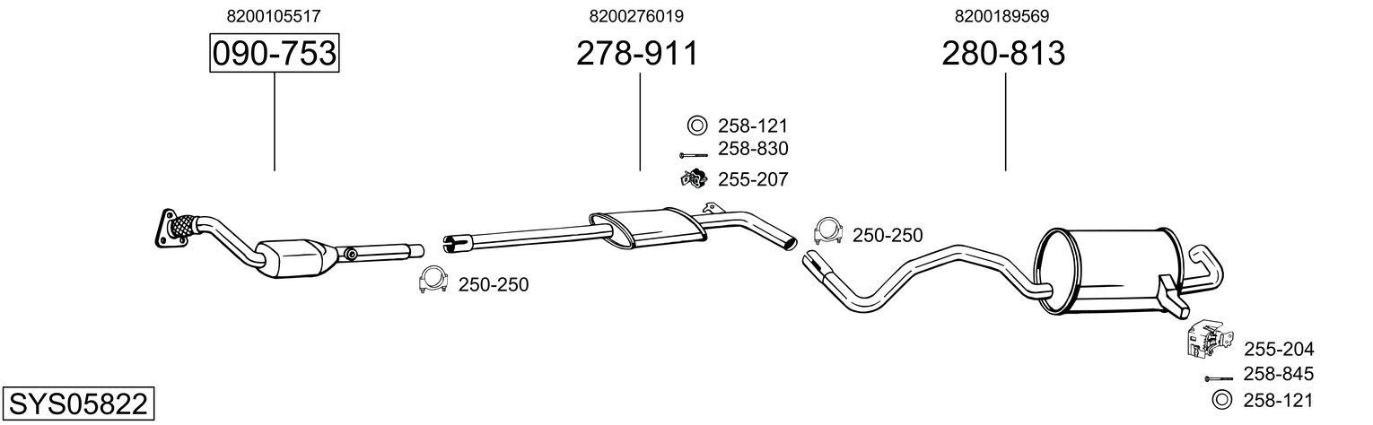 Išmetimo sistema BOSAL SYS05822