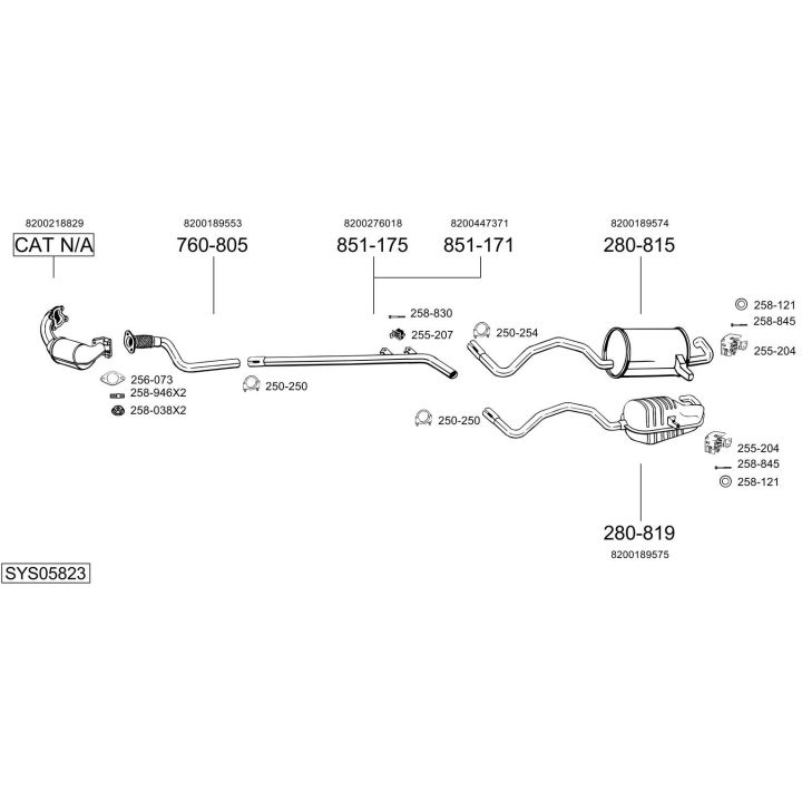 Išmetimo sistema BOSAL SYS05823