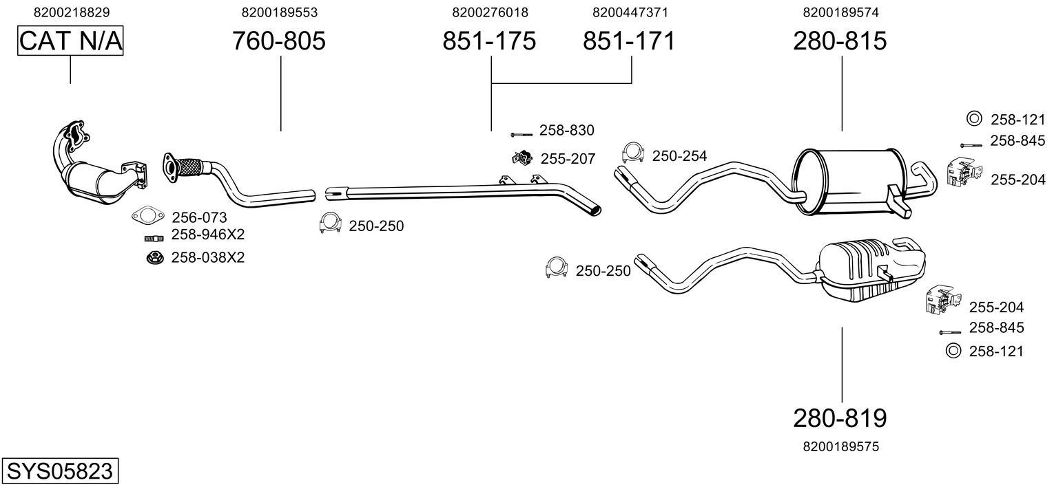 Išmetimo sistema BOSAL SYS05823