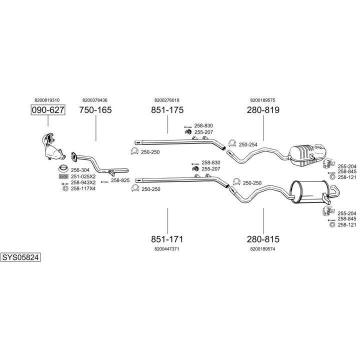 Išmetimo sistema BOSAL SYS05824