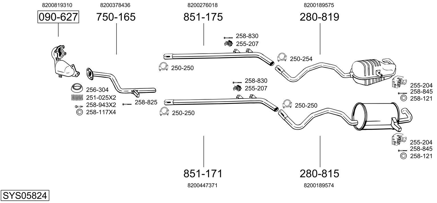Išmetimo sistema BOSAL SYS05824